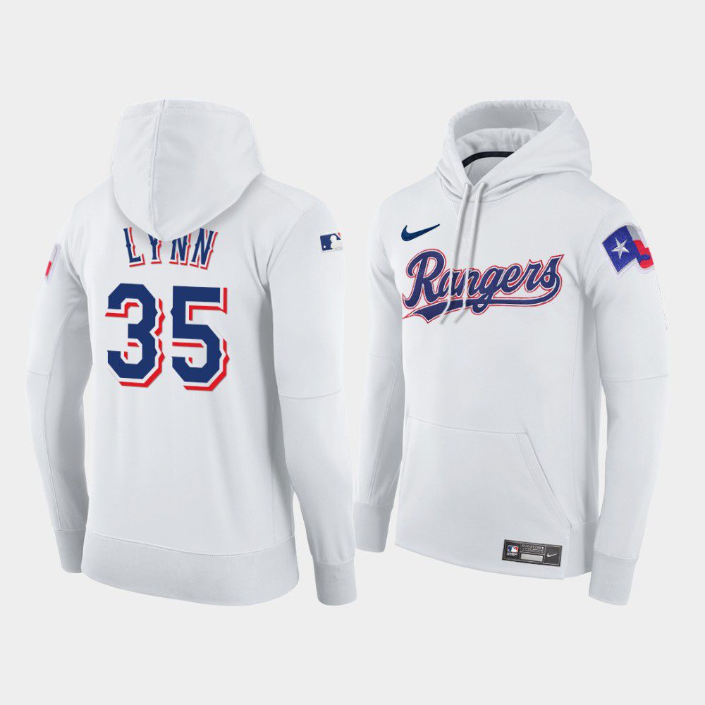 Cheap Men Texas Rangers 35 Lynn white home hoodie 2021 MLB Nike Jerseys